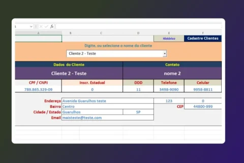 Melhor planilha de cadastro de clientes