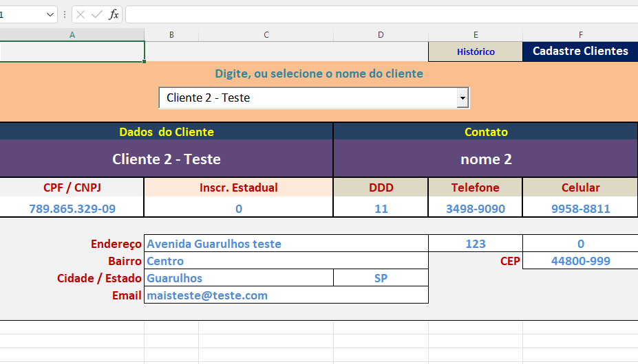 Planilha de Cadastro de Clientes