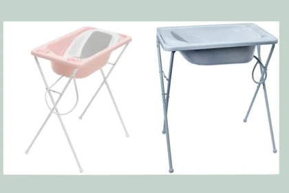 Banheira Bebê Plástica Acqua Trio Galzerano Branca e Rosa