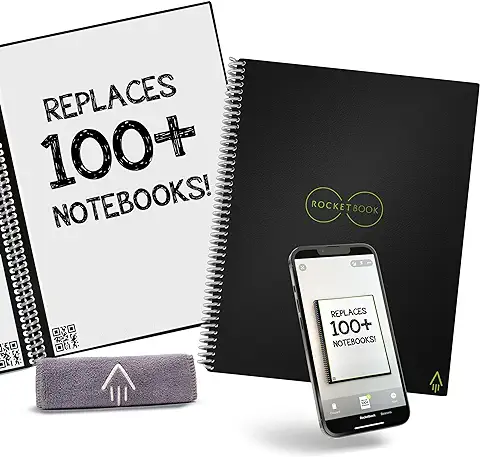Rocketbook Caderno reutilizável inteligente com 1 caneta Pilot