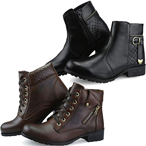 Kit 2 Pares de Botas Casuais Femininas de Cano Curto