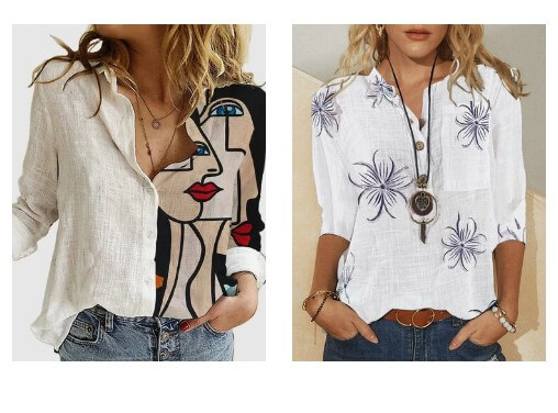 Lista de blusas femininas com mangas compridas e curtas