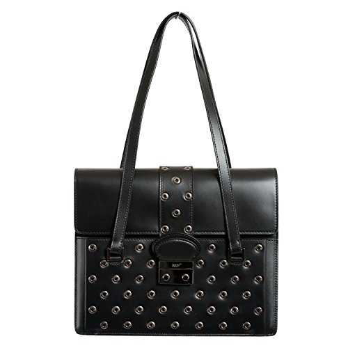 Bolsa de ombro feminina preta de couro Valentino