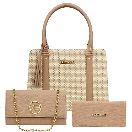 Kit bolsa BA Palha bolsa e carteira feminina
