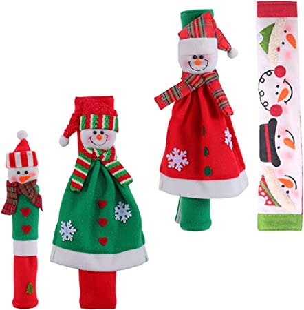 OSALADI Capas para maçaneta de geladeira de Natal, 4 peças, capa para maçaneta de porta de geladeira de boneco de neve