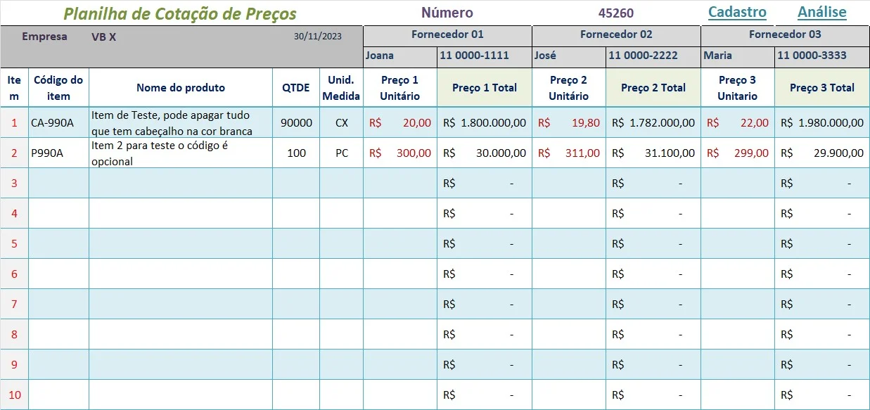 Como fazer uma cotação ou estimativa de preço