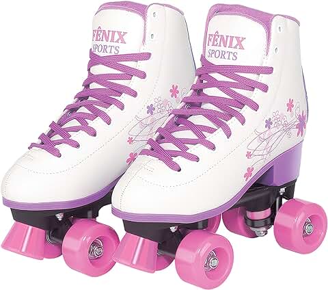 patins quatro rodas roller skate fenix branca