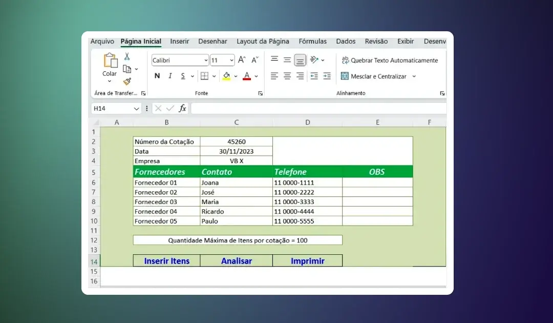 Melhor Planilha de Cotação de Preços