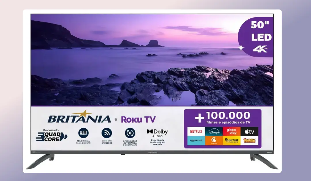 Smart TV 50 Britânia Roku TV LED