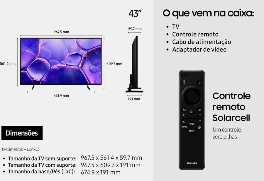 Benefícios da Samsung Smart TV 43 Crystal UHD 4K 2025