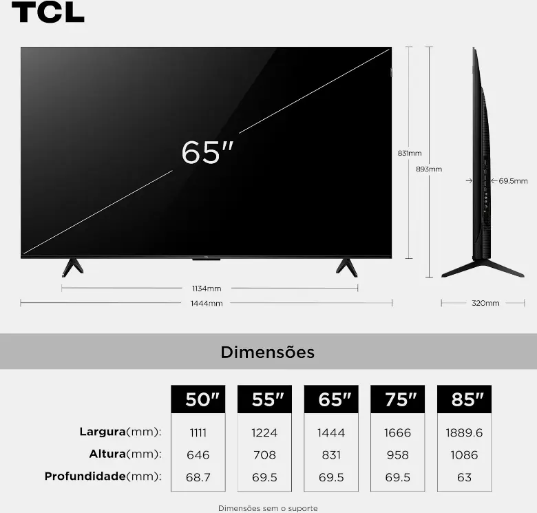 Benefícios da Smart TV TCL 65 Polegadas 4K