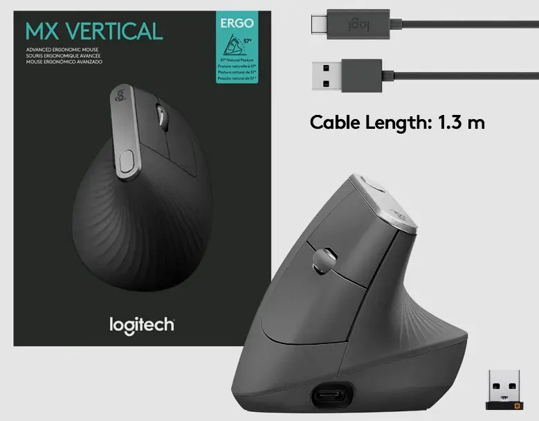 Mouse MX Vertical Possui Bateria com Boa Duração