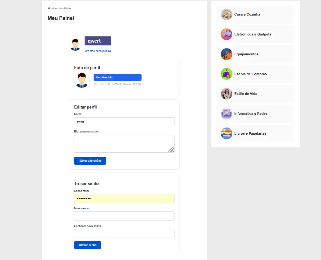 Como configurar seu perfil na página de membros do Guia de Compra
